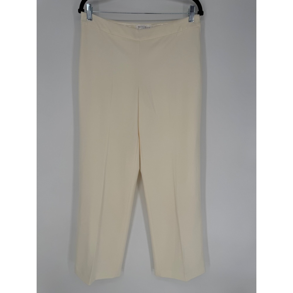 WHITE HOUSE BLACK MARKET CREAM FLAT FRONT PANTS 10R CAREER WEAR MINIMALIST